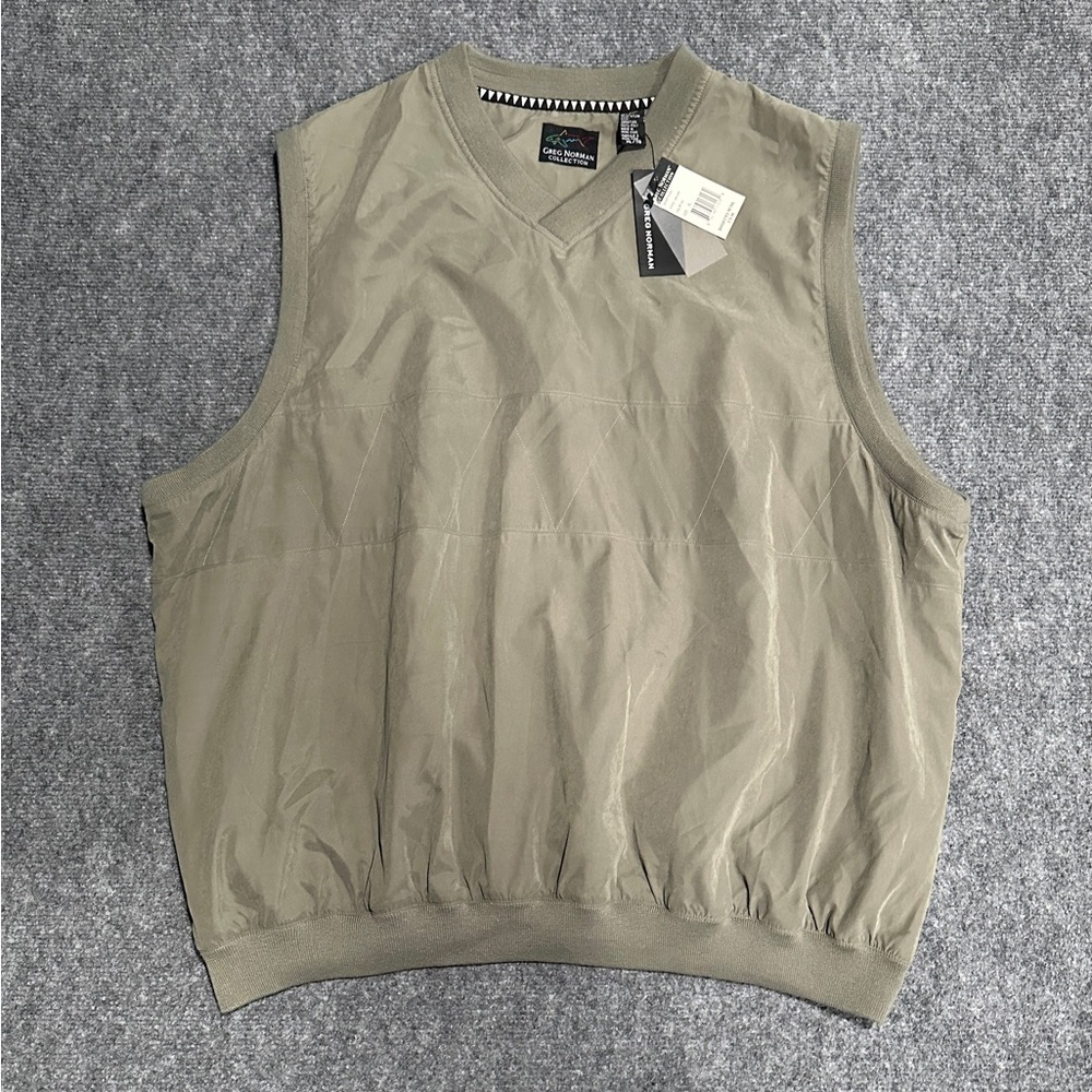 Greg Norman Men’s Golf Vest in Light Olive Color, Size - XL